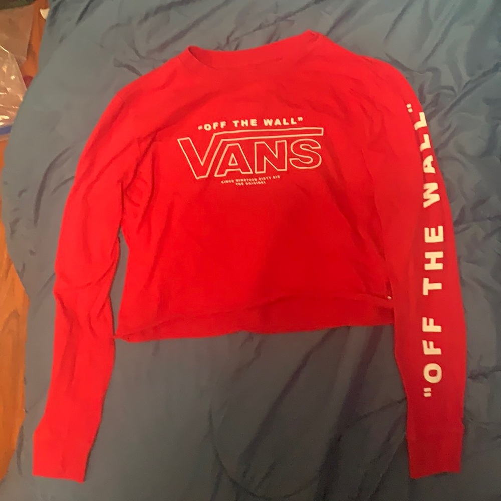 Vans red long sleeve crop top.